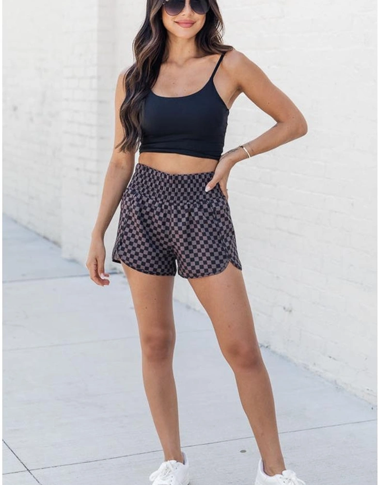 Brown Leopard High Waisted Athletic Shorts