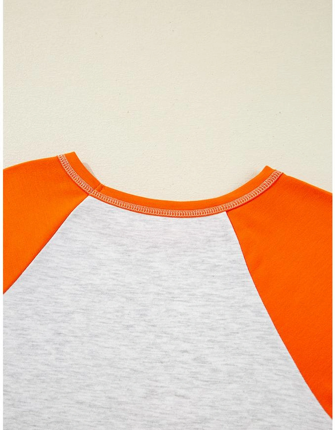 Light Grey Color Block Raglan Sleeve Contrast Stitching Loose Fit Top