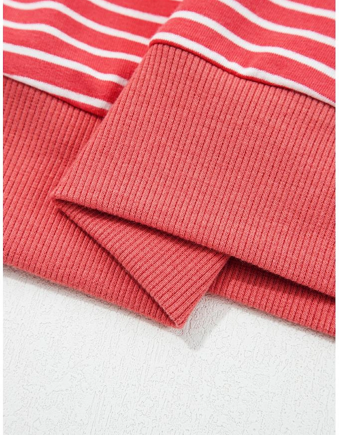 Red Stripe Puff Sleeve Stripe Hoodie