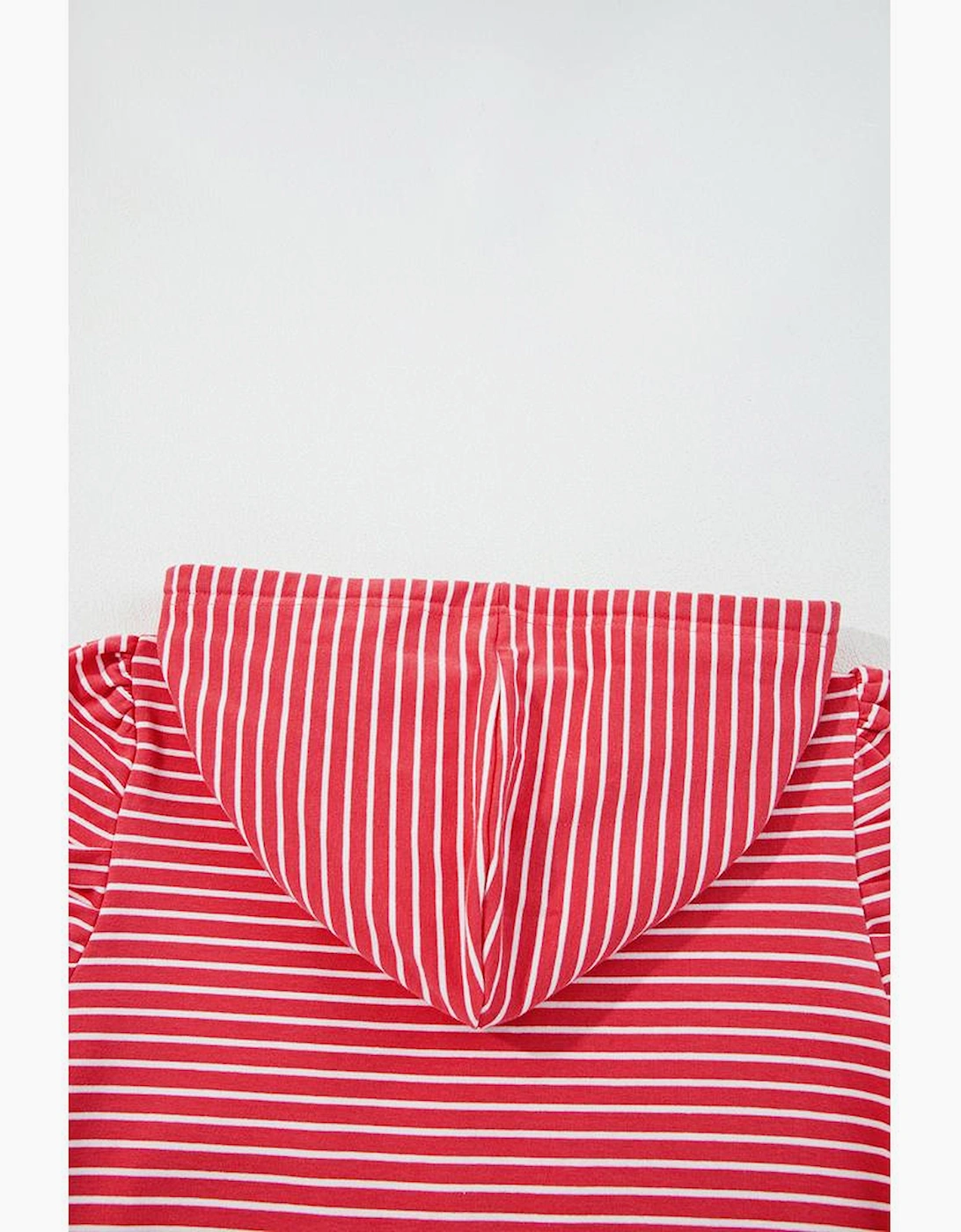 Red Stripe Puff Sleeve Stripe Hoodie