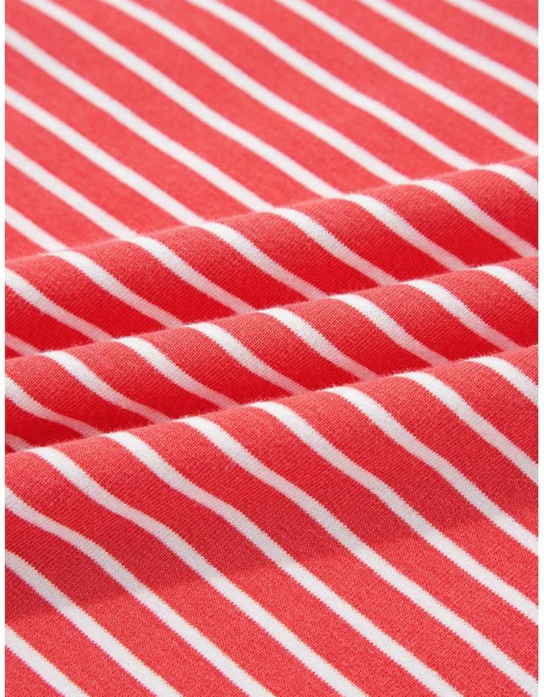 Red Stripe Puff Sleeve Stripe Hoodie