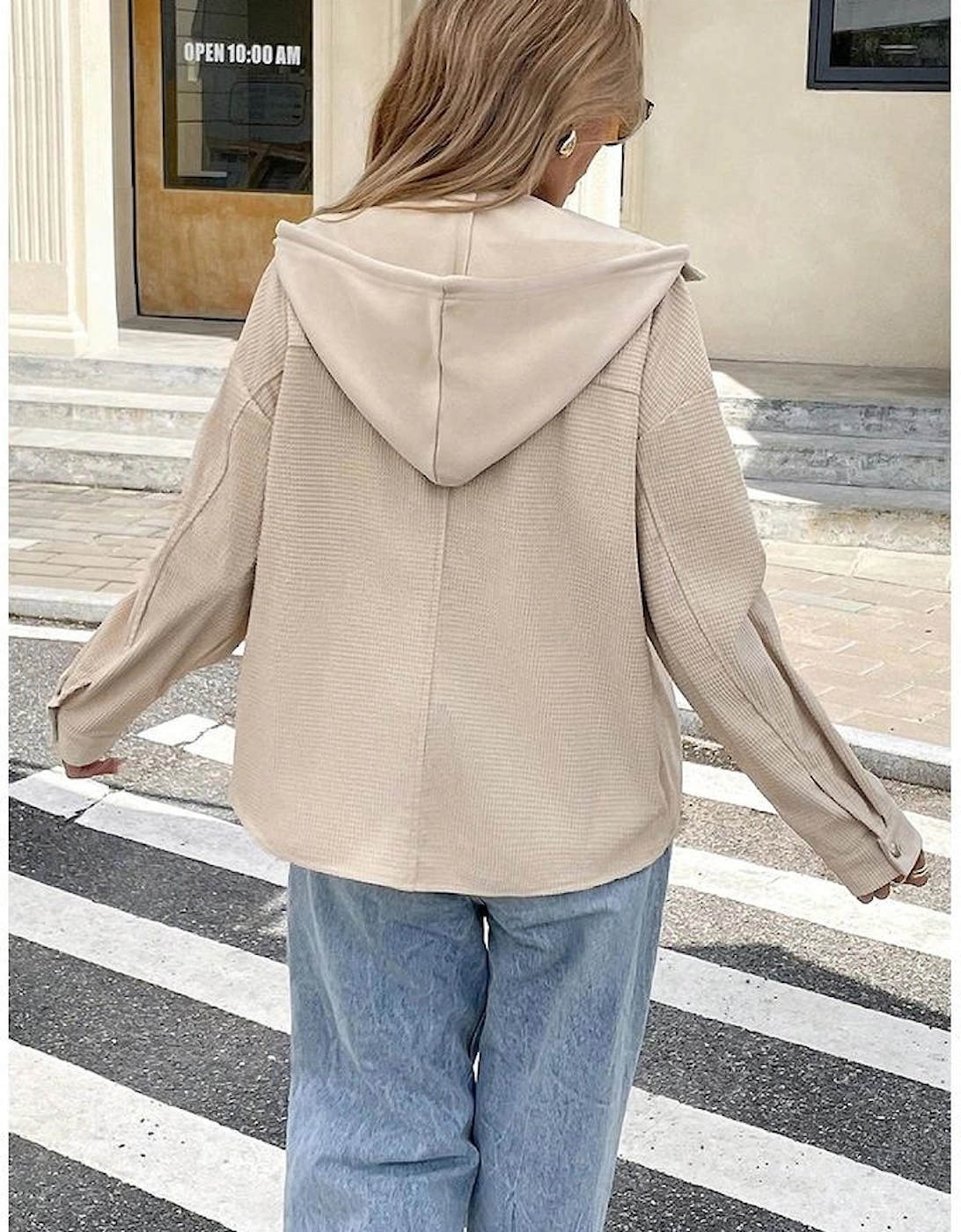 Beige 2 in 1 Thermal Knit Textured Hooded Jacket, 4 of 3