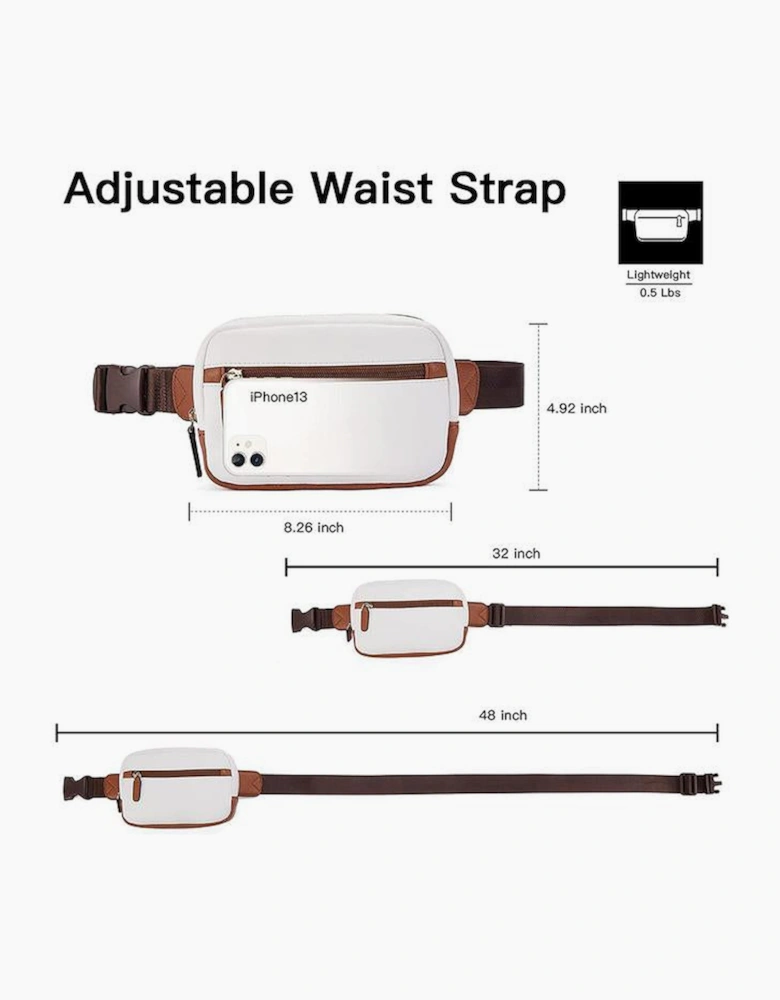 White Color Contrast Patched PU Leather Wide Strap Crossbody Bags