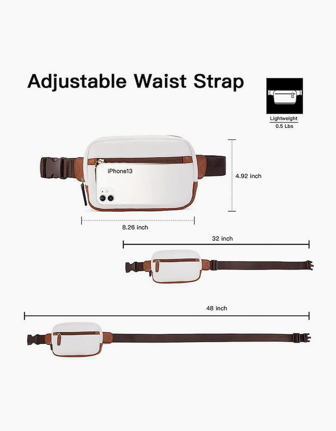 White Color Contrast Patched PU Leather Wide Strap Crossbody Bags