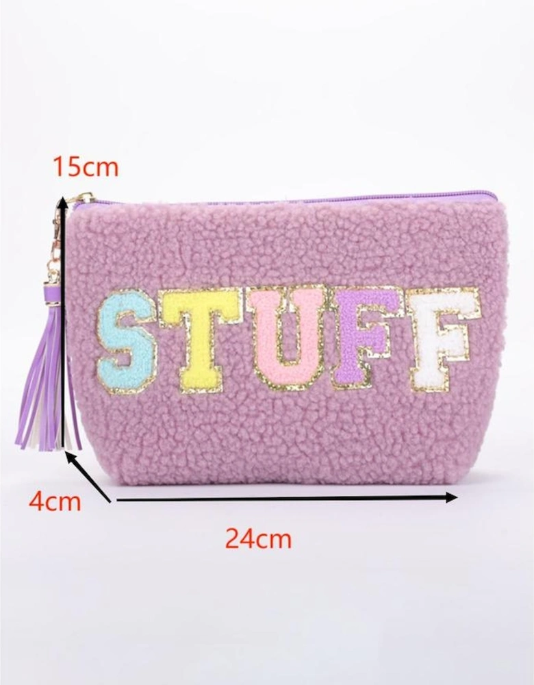 Phalaenopsis Sparkle Letter Pattern Tassel Zipper Makeup Bag