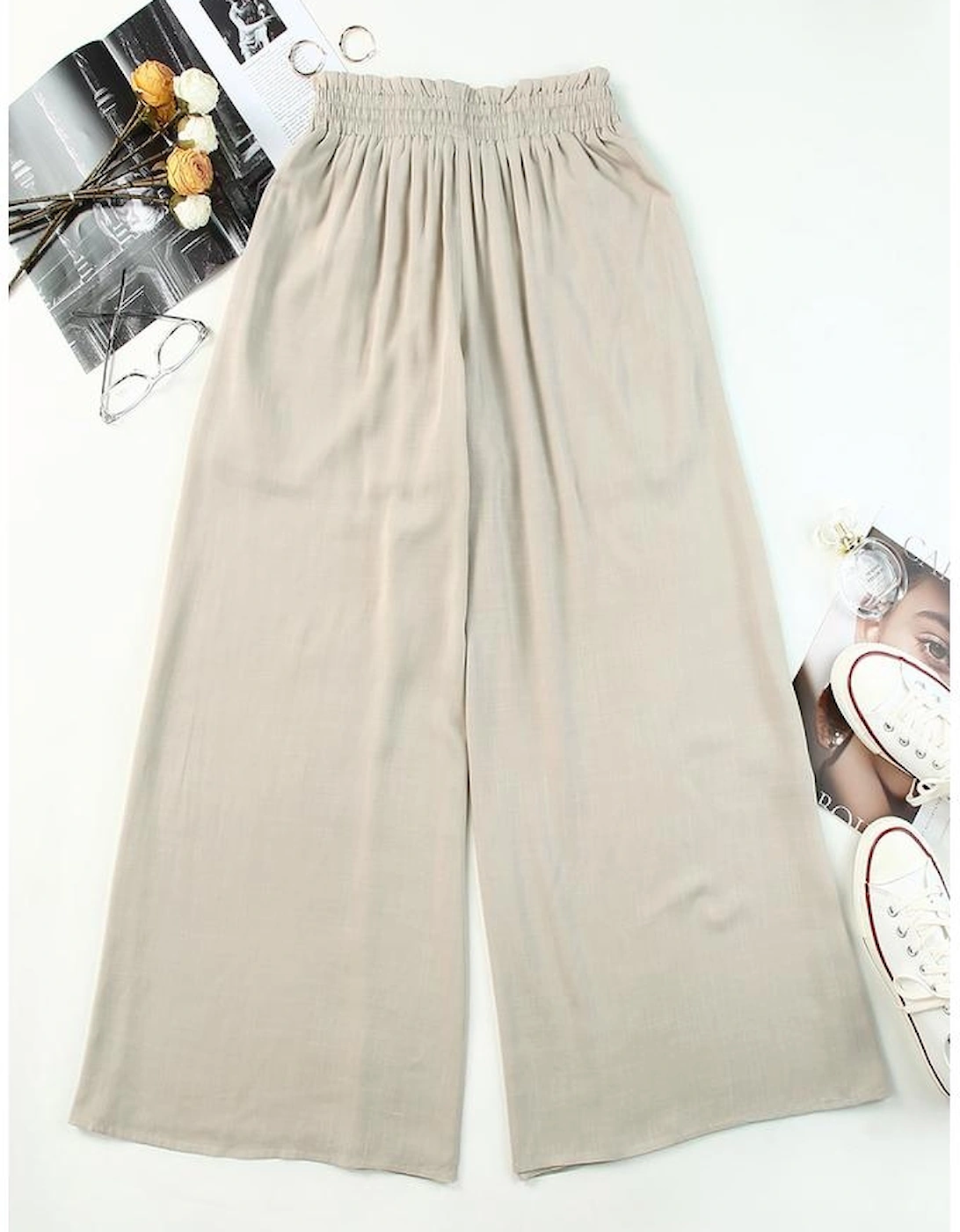 Azura Exchange Smocked High Waist Wide Leg Pants