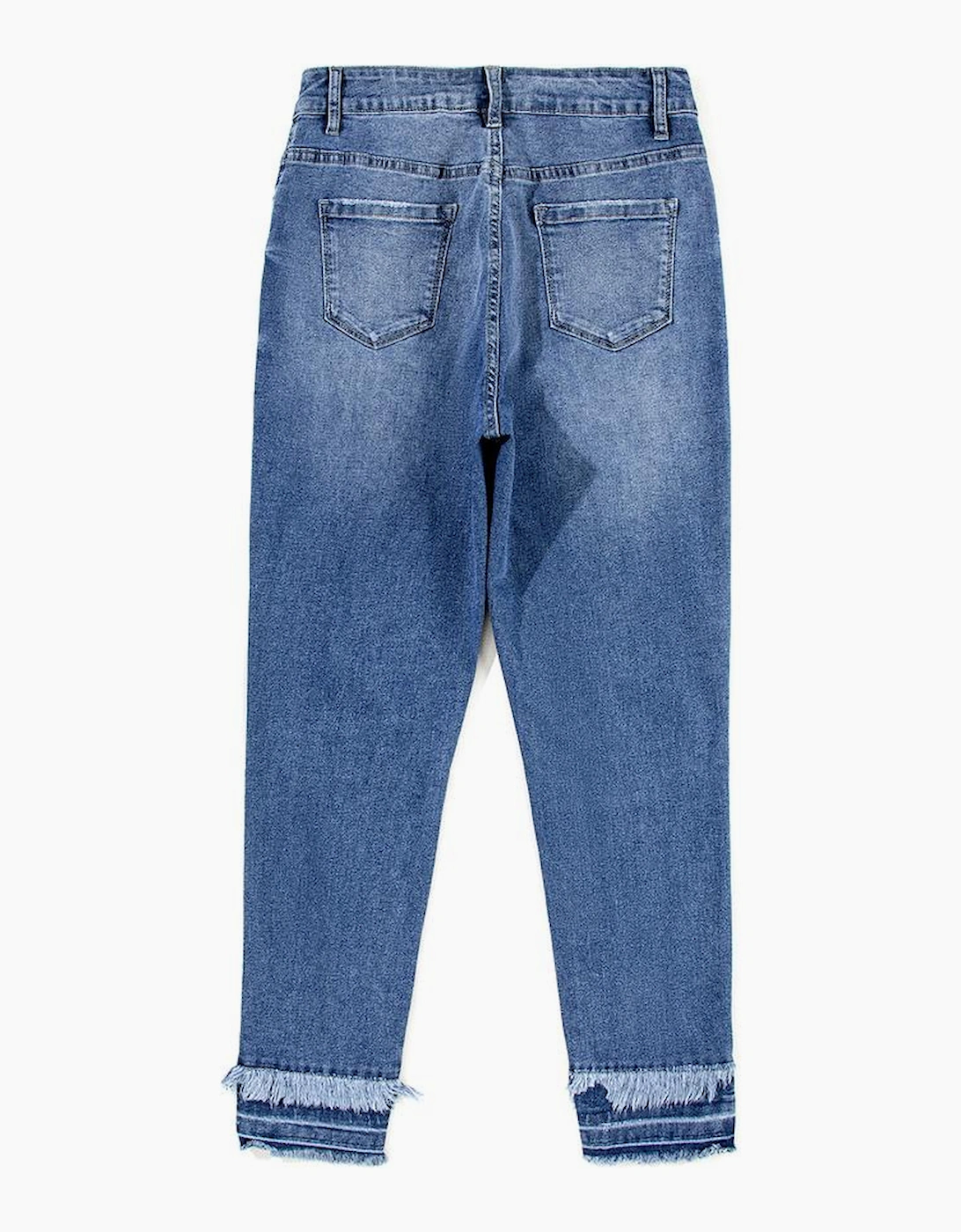 Light Blue Distressed Frayed Ankle Skinny Jeans