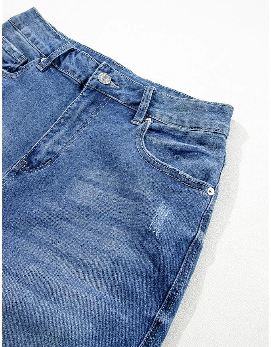 Light Blue Distressed Frayed Ankle Skinny Jeans