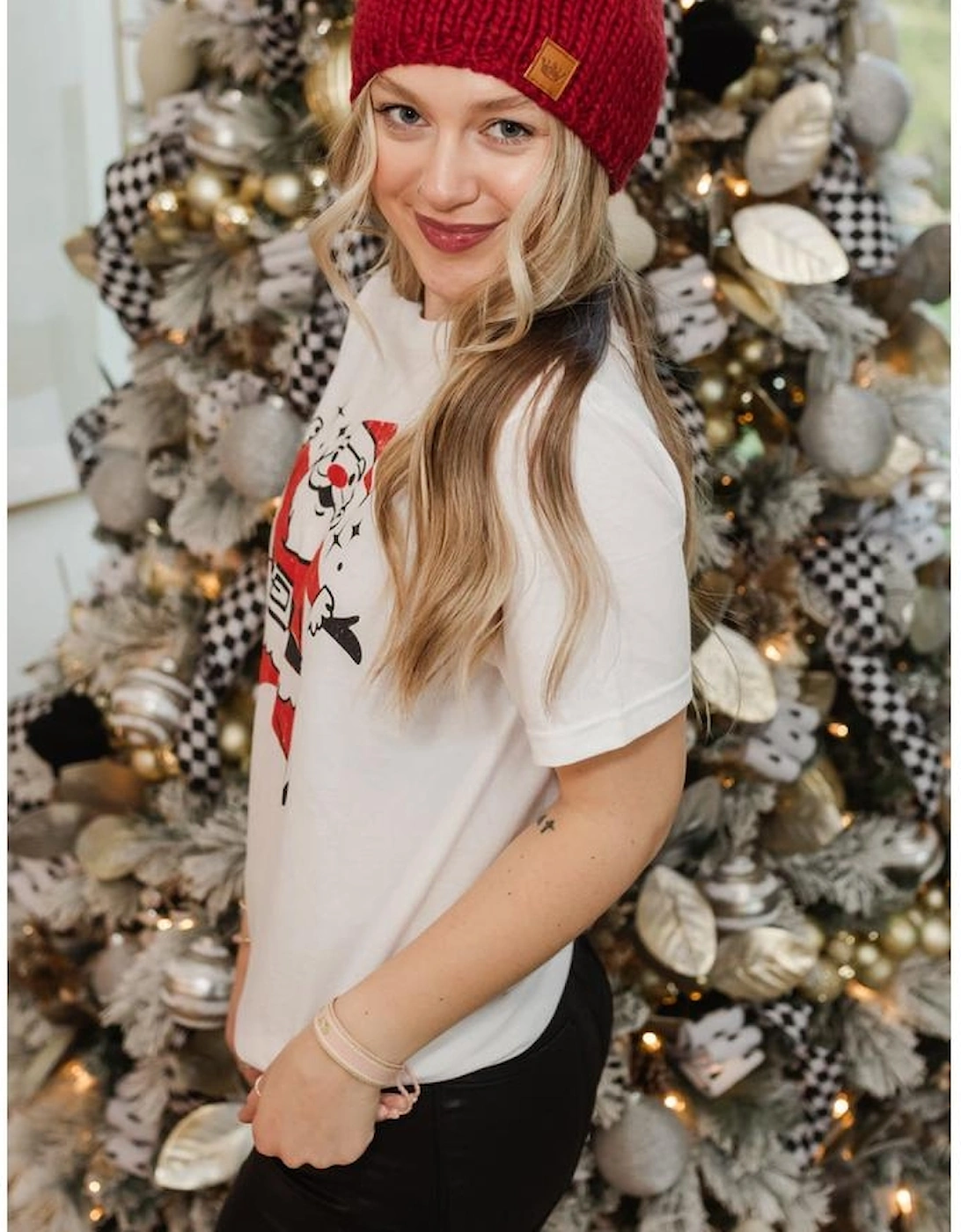 Azura Exchange White Cute Father Christmas Printed Casual T Shirt