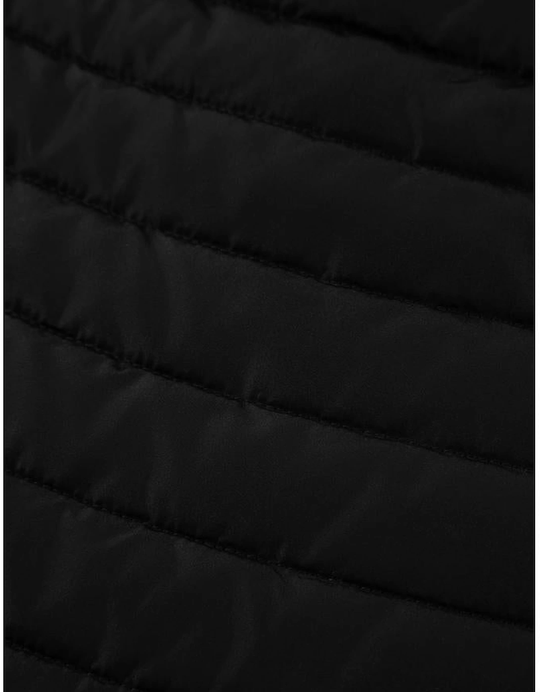 Black Plush Collared Quilted Zipped Puffer Vest