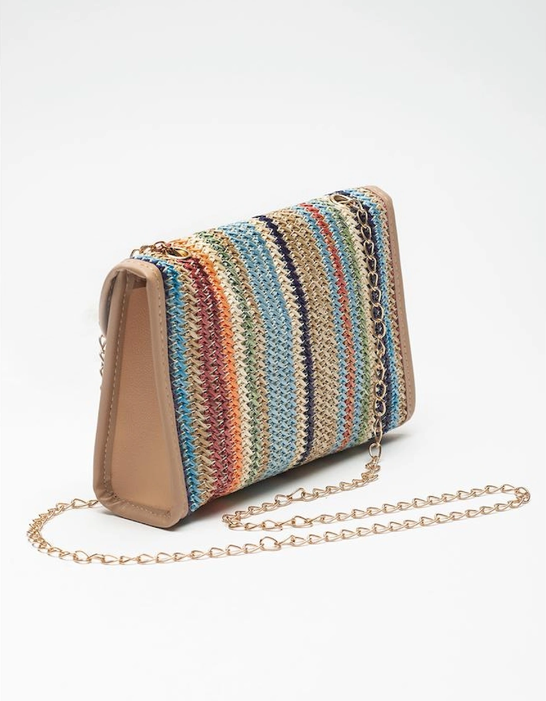 Iceland Blue Striped Crochet Flapped Single Shoulder Bag