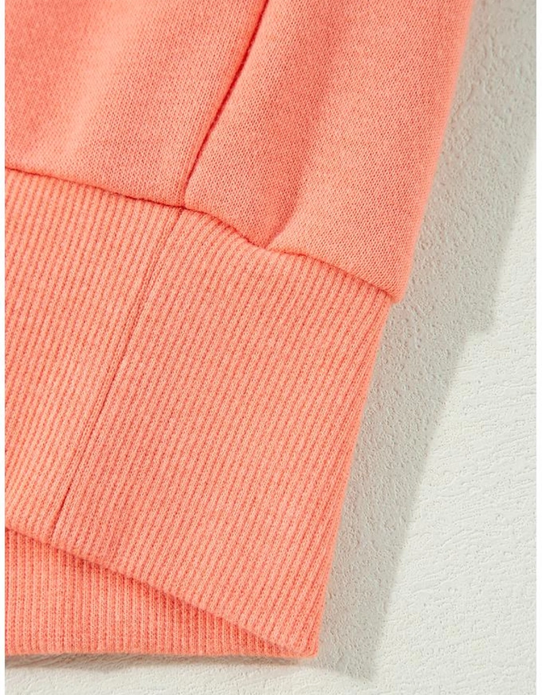 Flamingo Rainbow Striped Sleeve Crew Neck Loose Sweatshirt