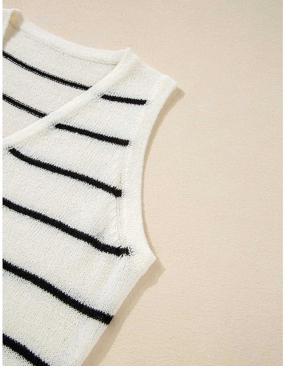 Black Stripe Buttoned V Neck Slim Fit Sweater Vest