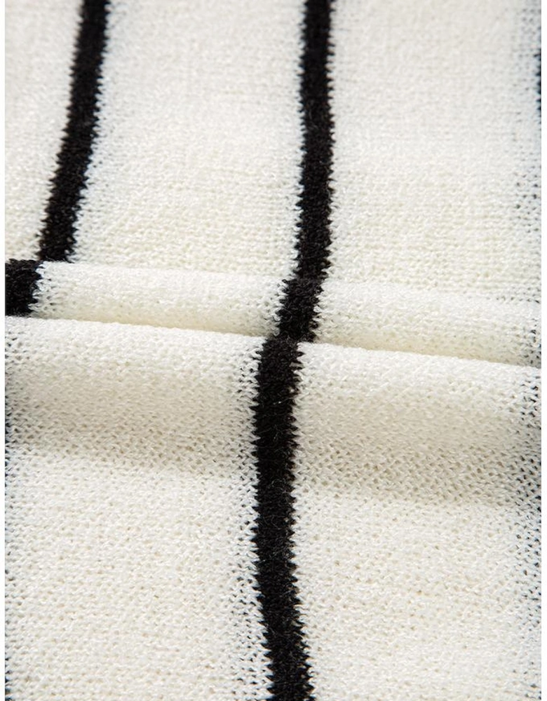 Black Stripe Buttoned V Neck Slim Fit Sweater Vest