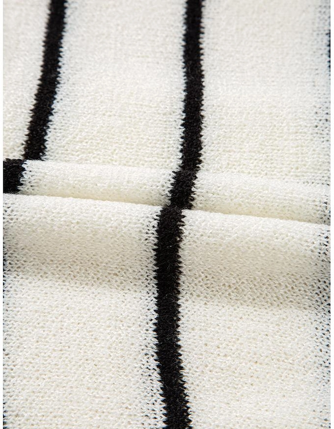 Black Stripe Buttoned V Neck Slim Fit Sweater Vest