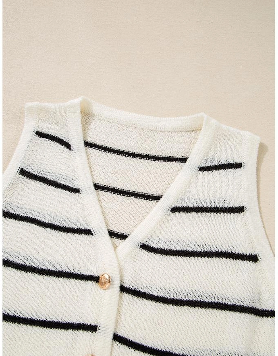 Black Stripe Buttoned V Neck Slim Fit Sweater Vest