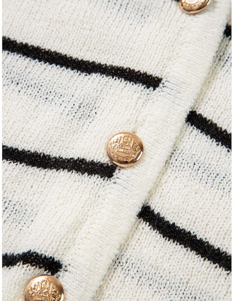 Black Stripe Buttoned V Neck Slim Fit Sweater Vest