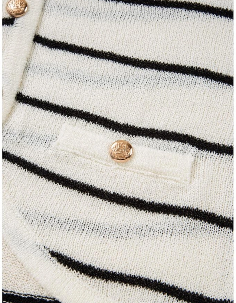 Black Stripe Buttoned V Neck Slim Fit Sweater Vest