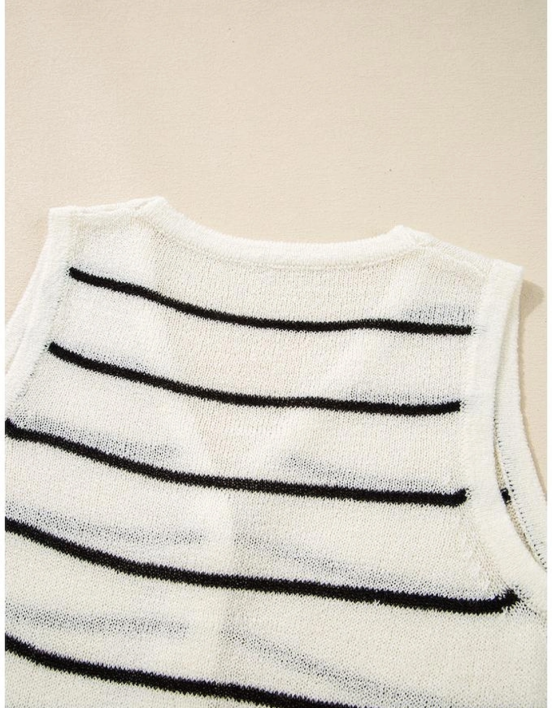 Black Stripe Buttoned V Neck Slim Fit Sweater Vest