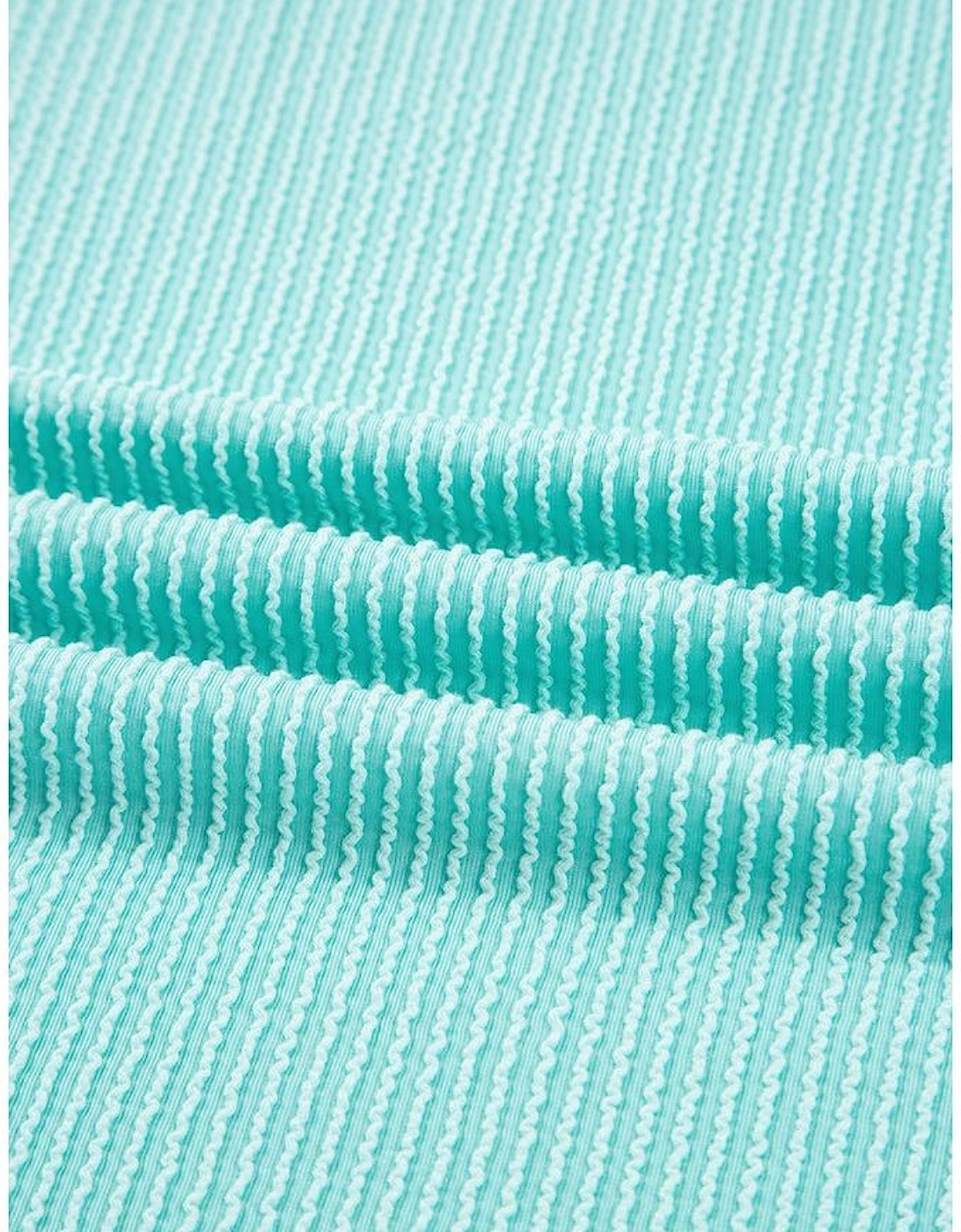 Iceland Blue 3D Ribbed Texture Contrast Patched Pocket Long Sleeve Top