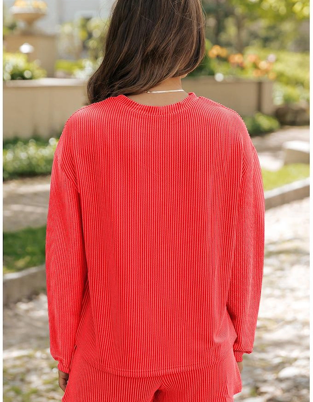 Gold Flame Twisted Rib Texture Number 23 Printed Long Sleeve Short Set, 4 of 3