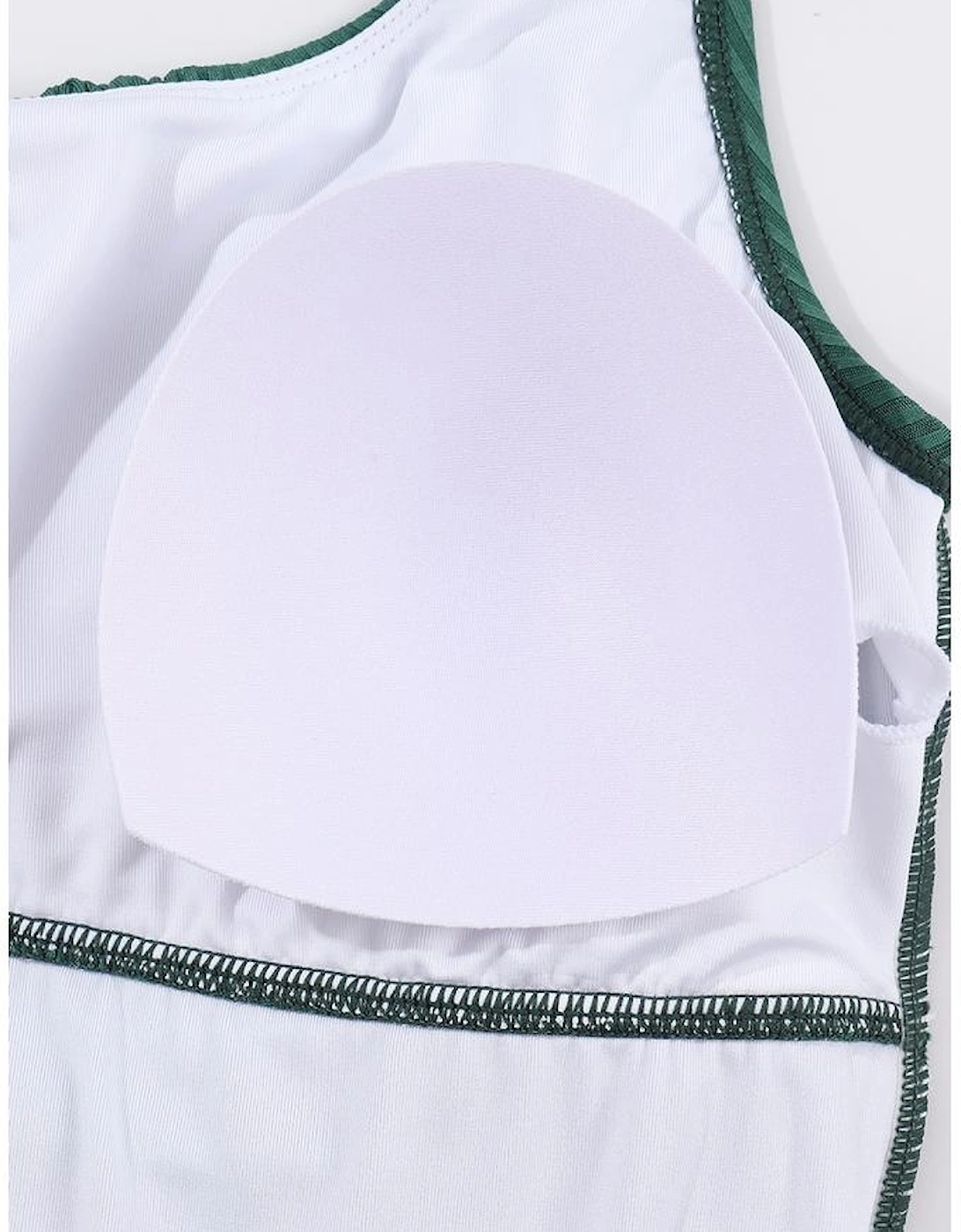 Blackish Green Ruched U Neck Ribbed Tankini