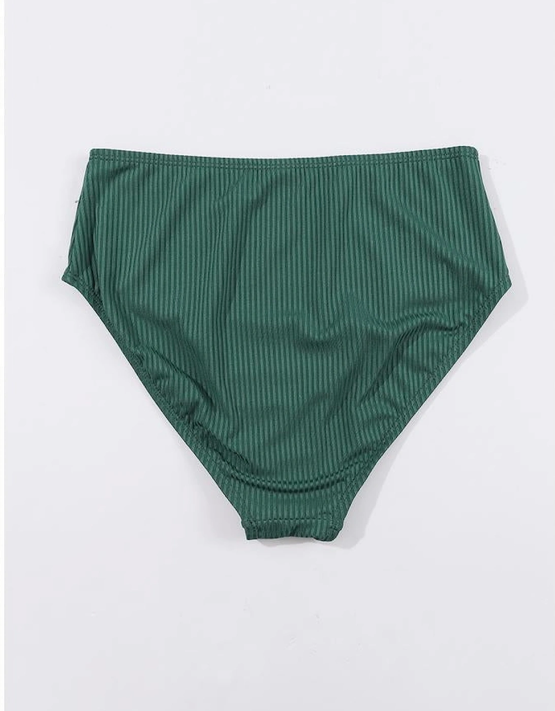 Blackish Green Ruched U Neck Ribbed Tankini