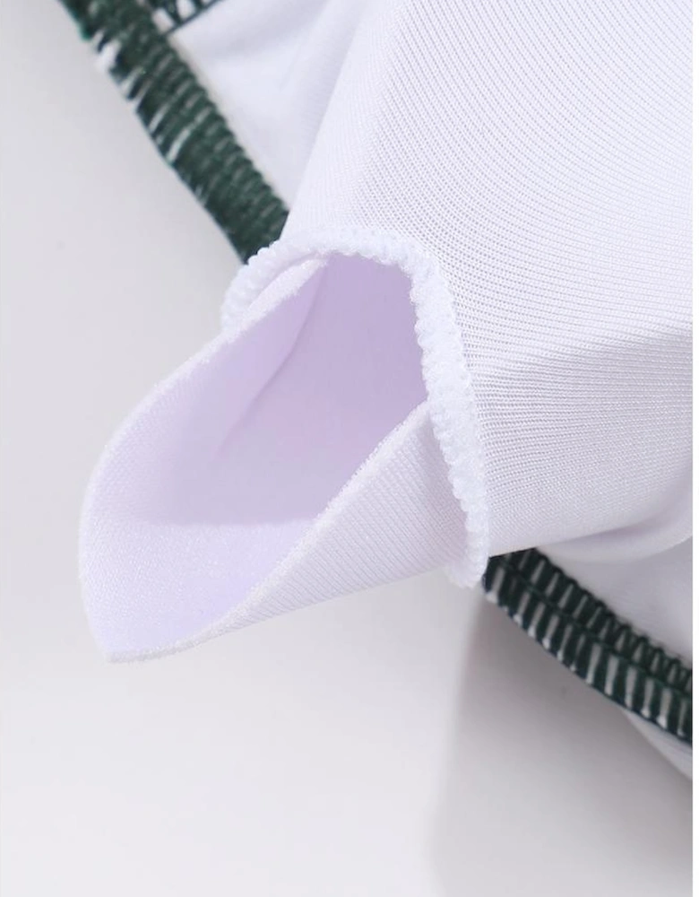 Blackish Green Ruched U Neck Ribbed Tankini