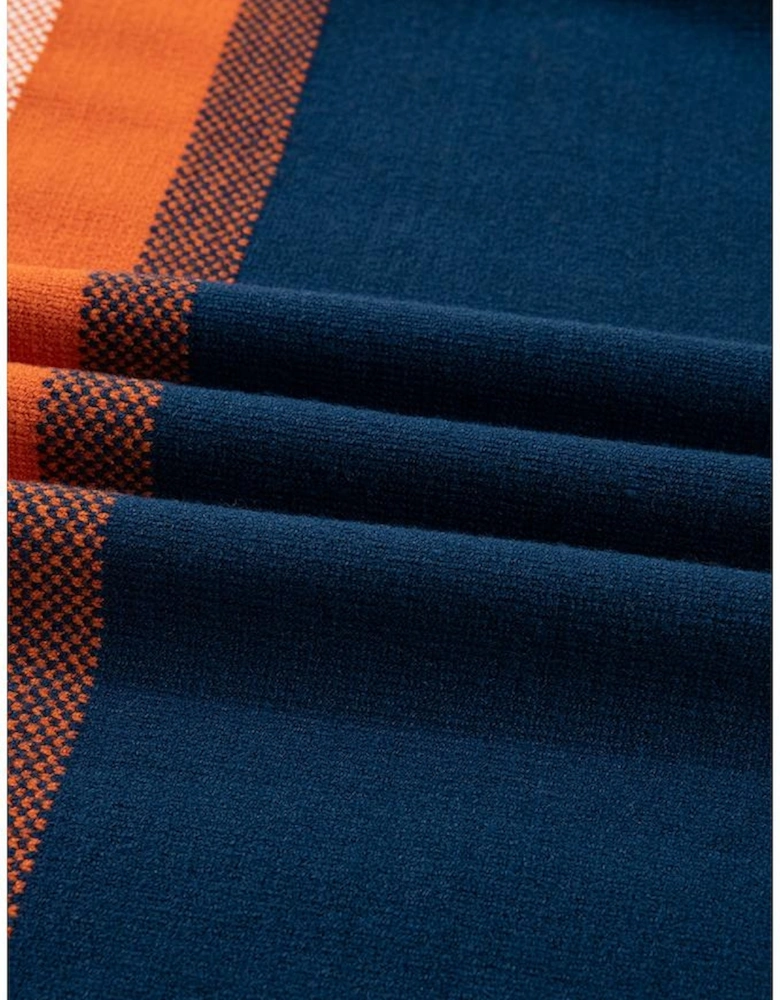 Dark Blue Color Block Round Neck Tunic Sweater