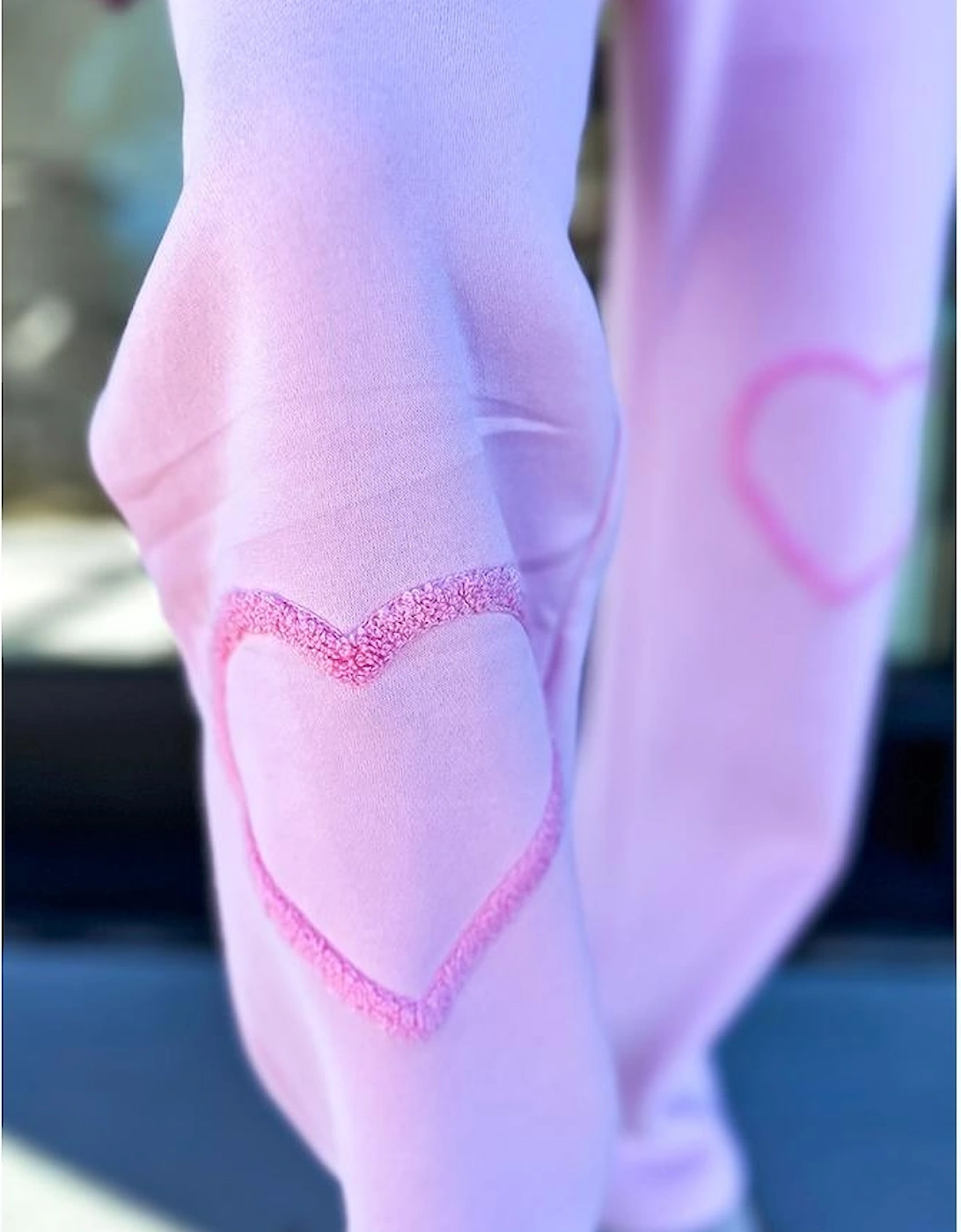 Phalaenopsis Chenille Heart Pattern Casual 2pcs Pants Set