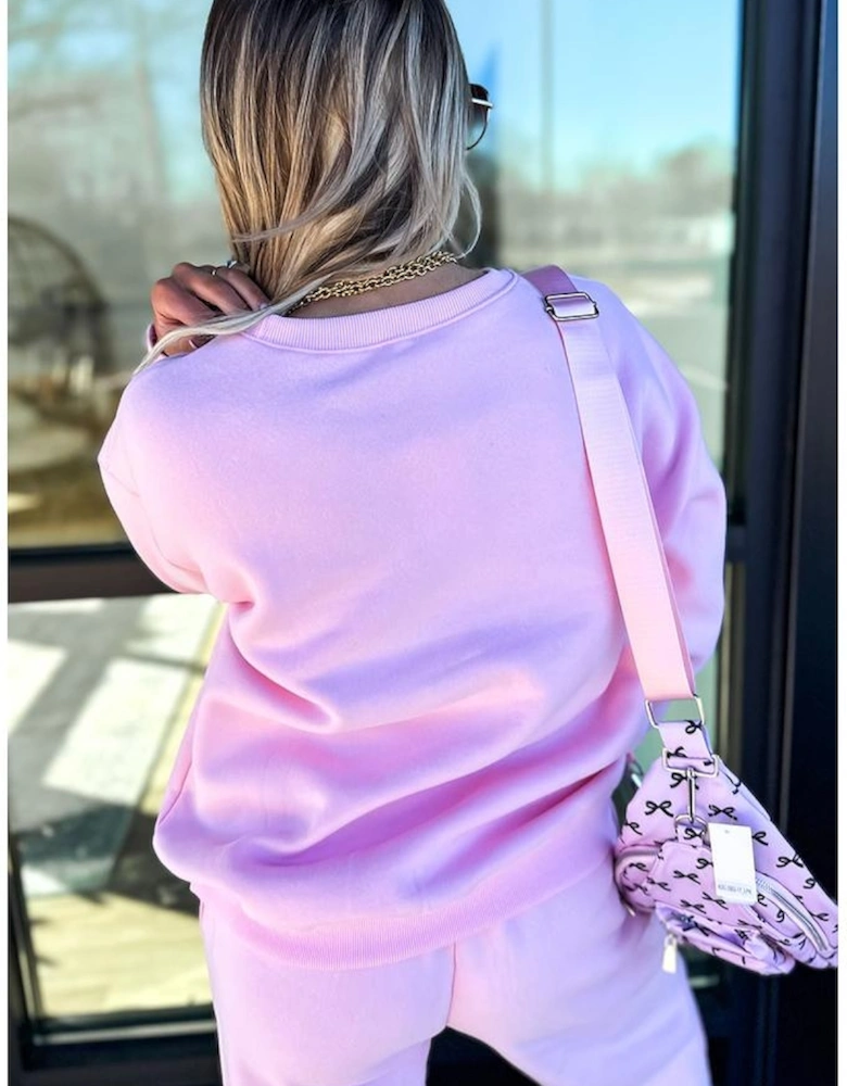 Phalaenopsis Chenille Heart Pattern Casual 2pcs Pants Set