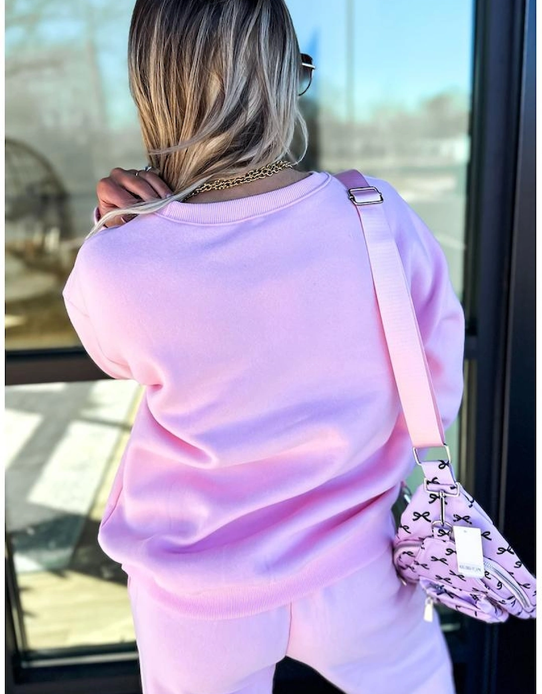 Phalaenopsis Chenille Heart Pattern Casual 2pcs Pants Set, 16 of 15