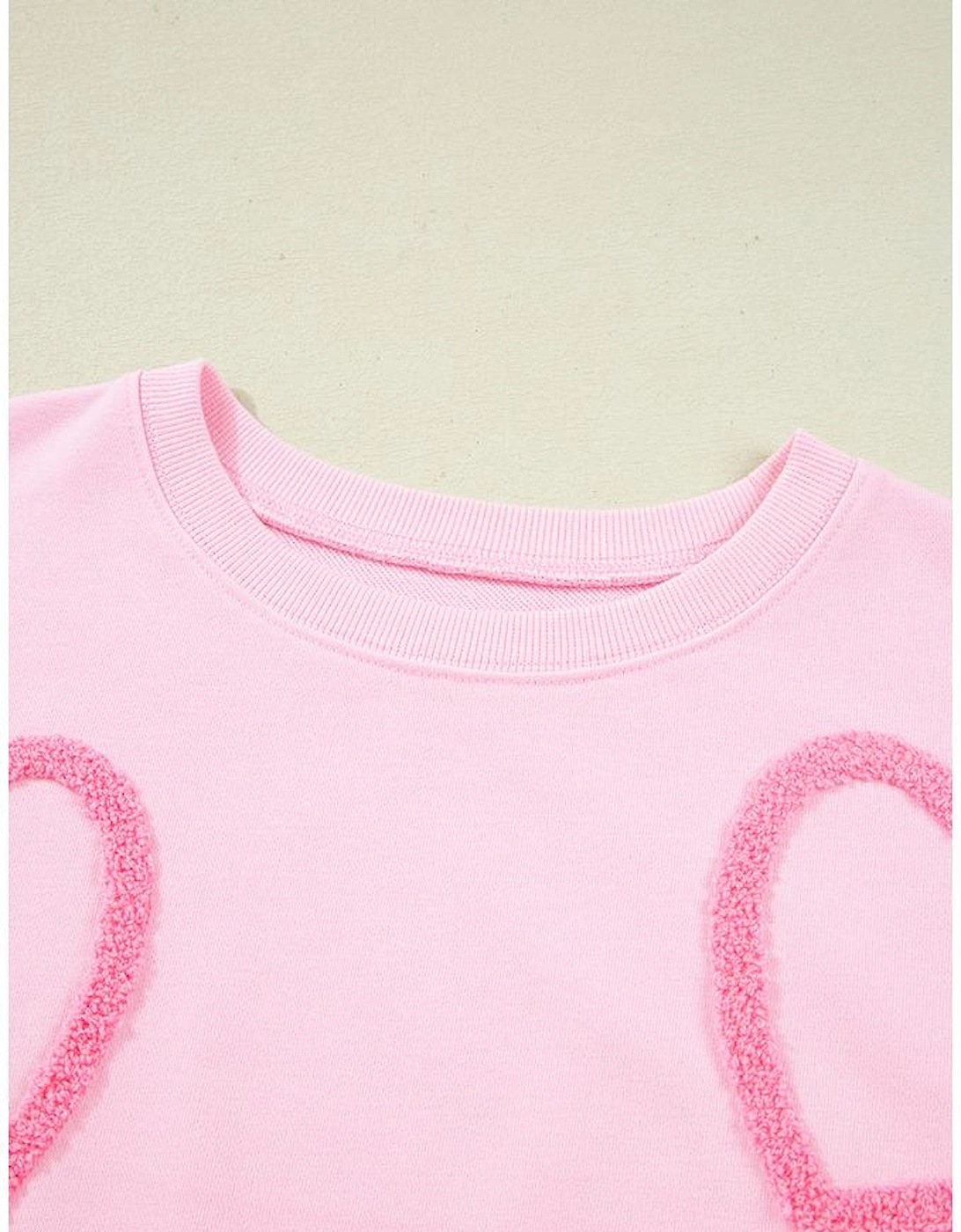 Phalaenopsis Chenille Heart Pattern Casual 2pcs Pants Set