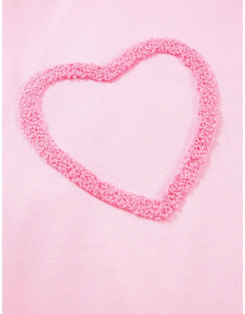 Phalaenopsis Chenille Heart Pattern Casual 2pcs Pants Set