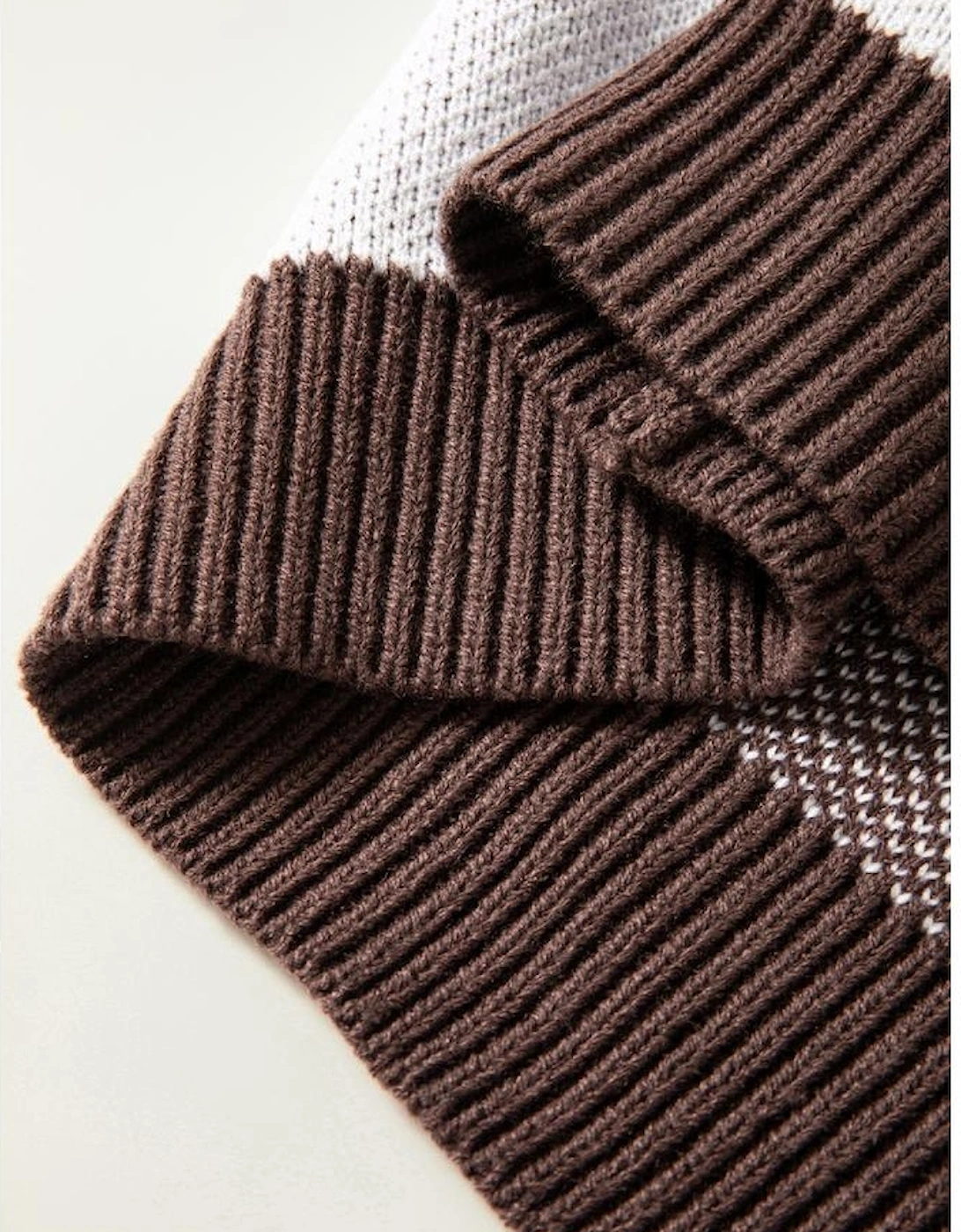 Dark Brown Checkered Bishop Sleeve Sweater