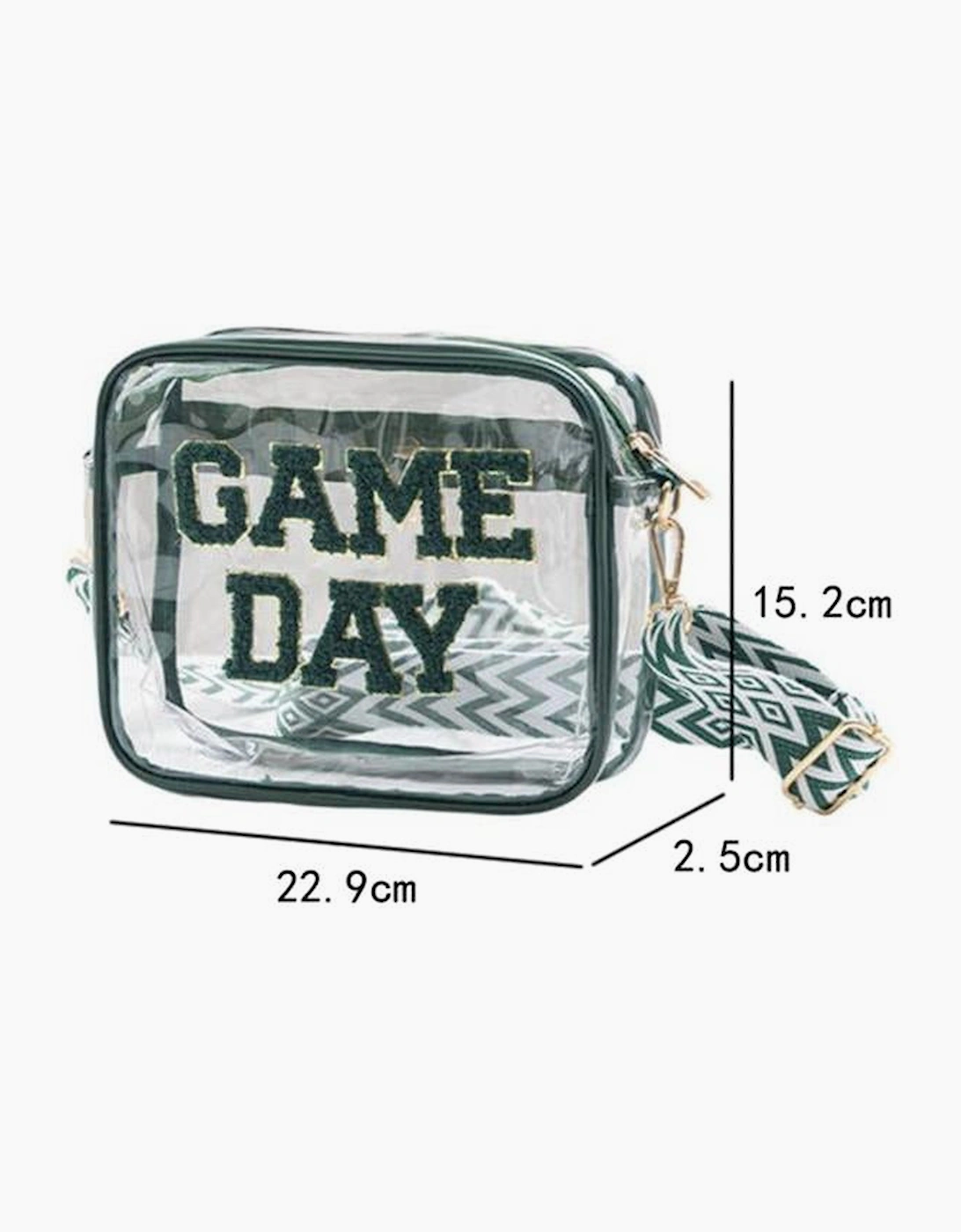 Blackish Green GAME DAY Chenille Embroidered Clear PVC Shoulder Bag, 6 of 5
