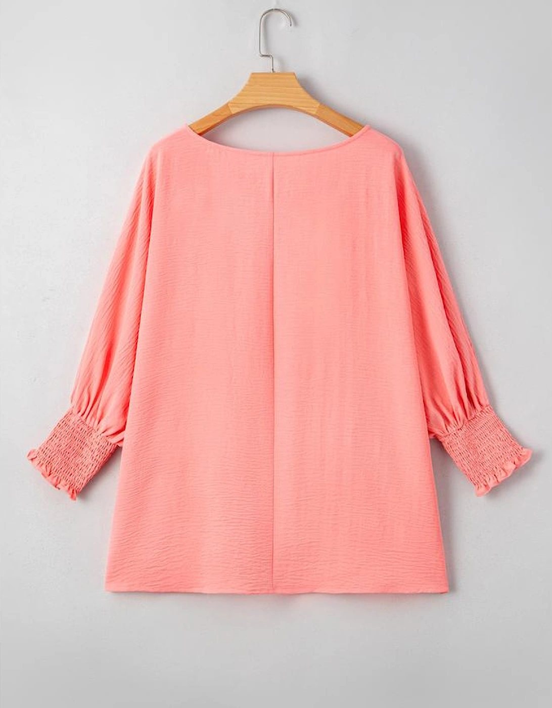 Blossom Shirred Cuffs Half Sleeve Plus Size Textured Blouse