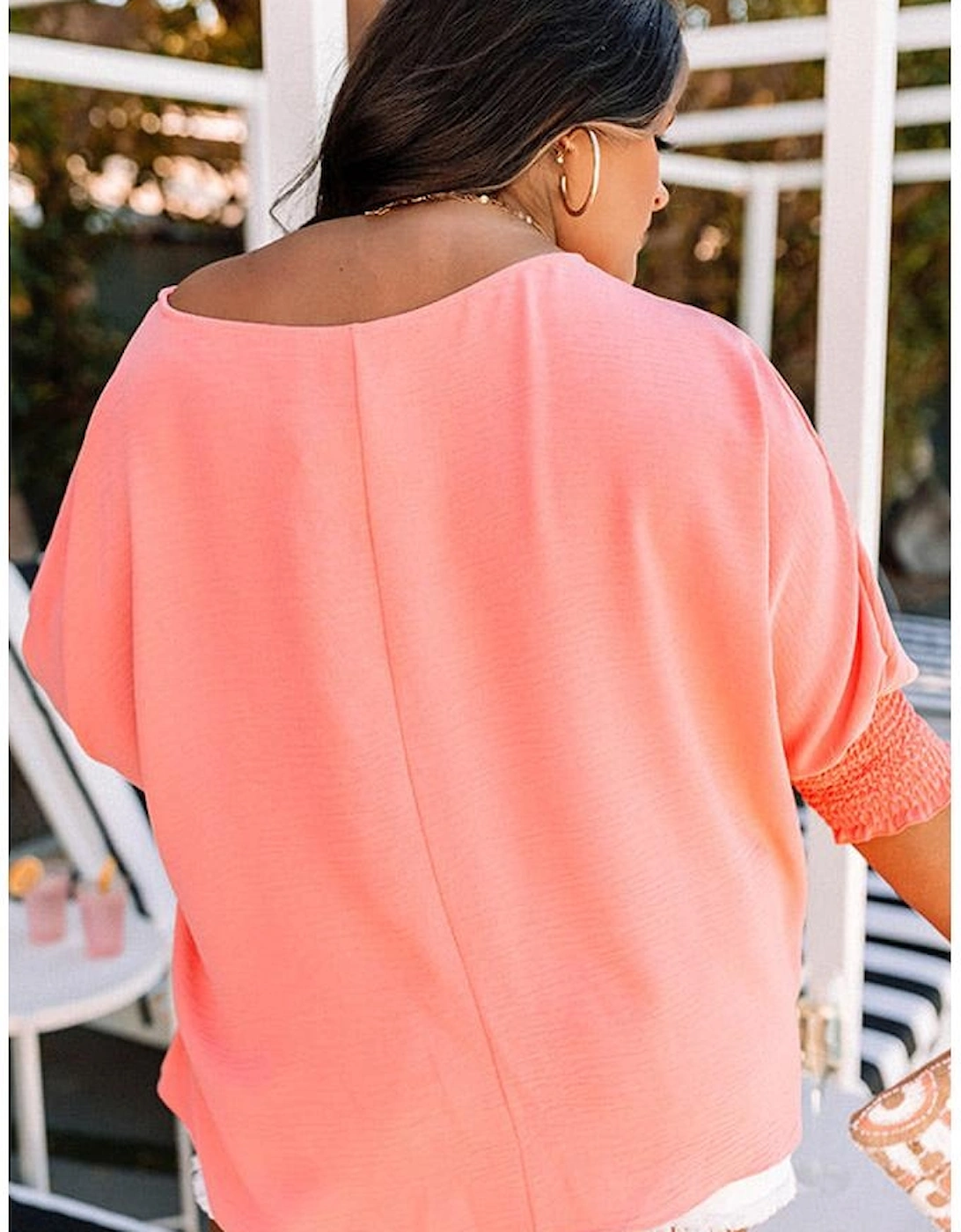 Blossom Shirred Cuffs Half Sleeve Plus Size Textured Blouse, 15 of 14