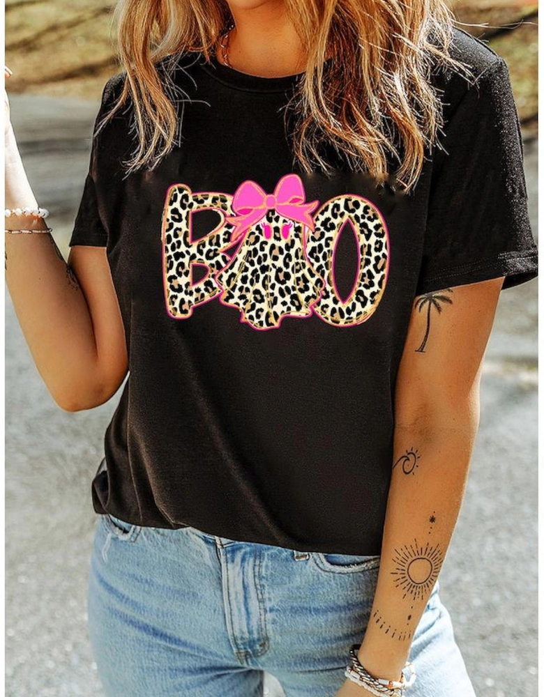 Black Preppy Ghost Boo PNG Graphic Halloween T Shirt