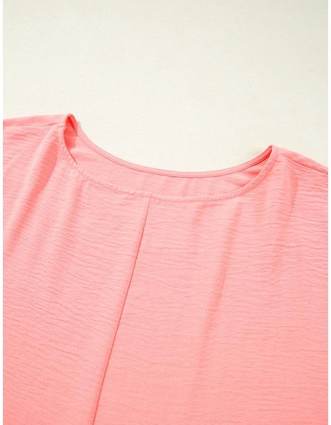 Blossom Shirred Cuffs Half Sleeve Plus Size Textured Blouse