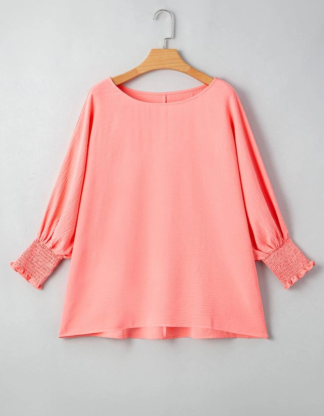 Blossom Shirred Cuffs Half Sleeve Plus Size Textured Blouse