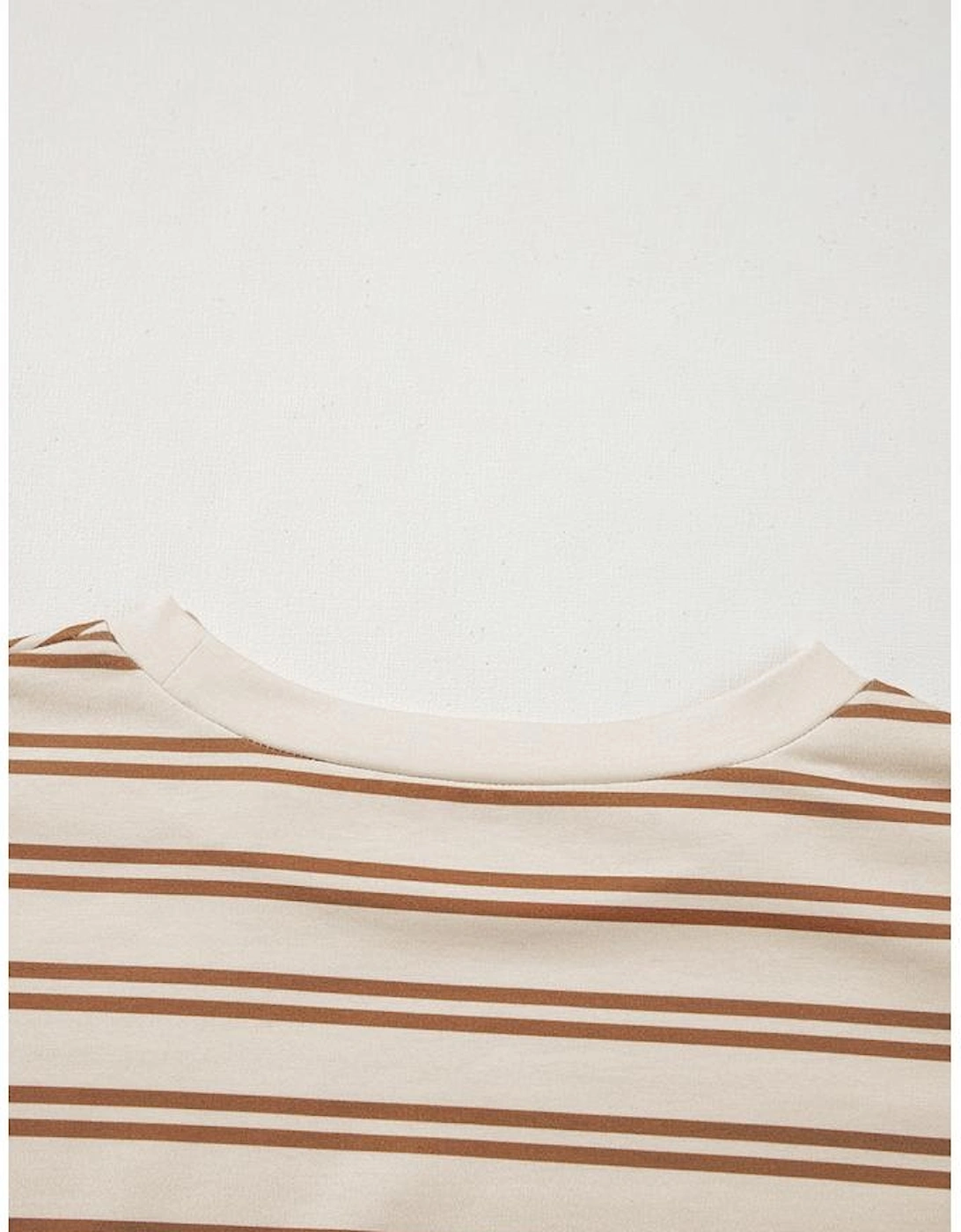 Khaki Stripe Round Neck Sleeveless Casual Pocketed Mini Dress