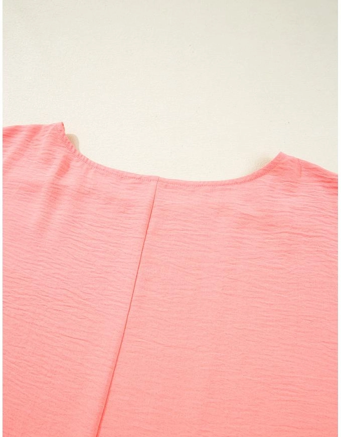 Blossom Shirred Cuffs Half Sleeve Plus Size Textured Blouse