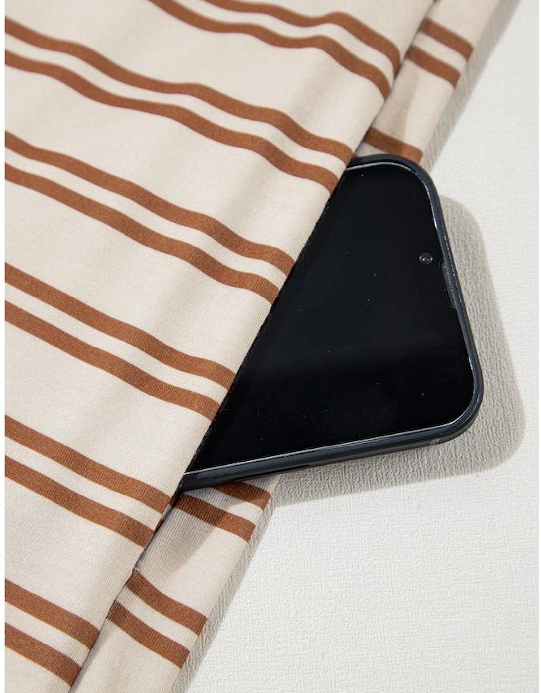 Khaki Stripe Round Neck Sleeveless Casual Pocketed Mini Dress