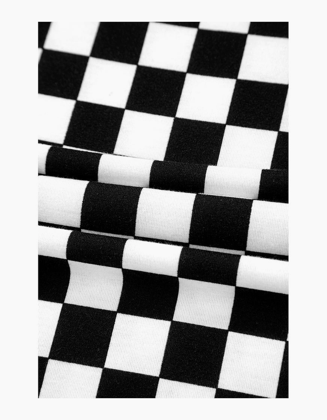 Black Checkered Print Long Sleeve Top and Pants Lounge Set