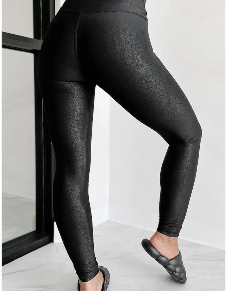 Black V Crossover High Waist Pocketed Leggings