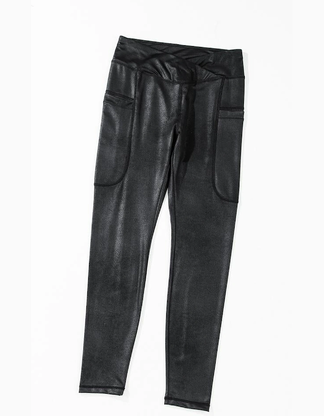 Black V Crossover High Waist Pocketed Leggings