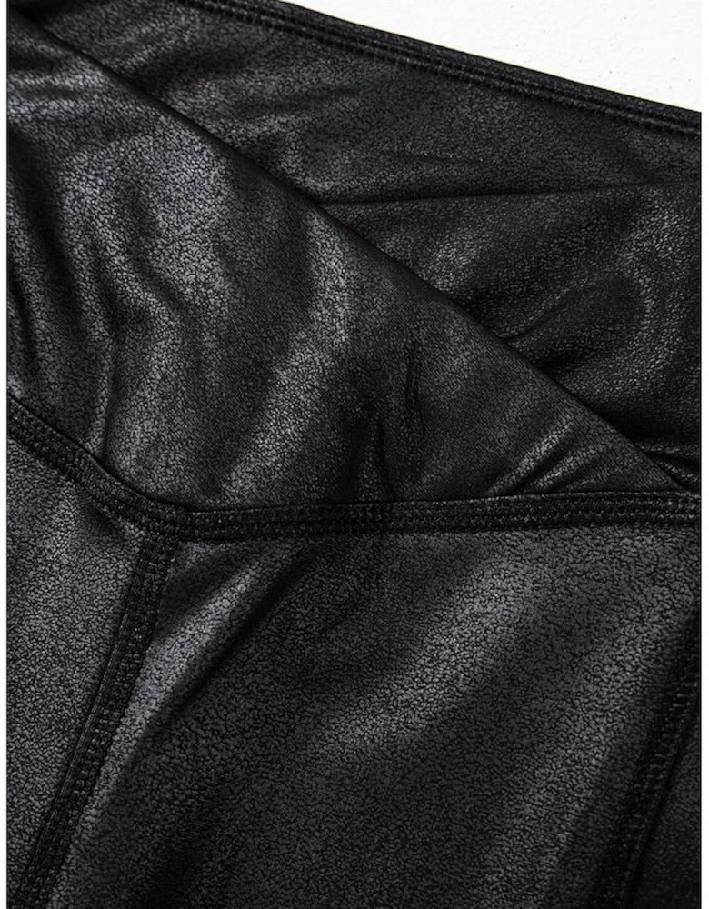 Black V Crossover High Waist Pocketed Leggings