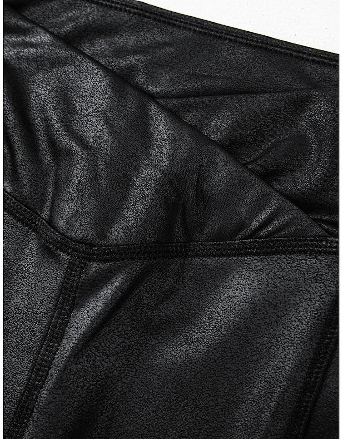 Black V Crossover High Waist Pocketed Leggings