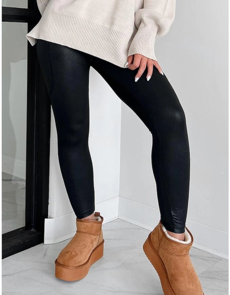 Black V Crossover High Waist Pocketed Leggings